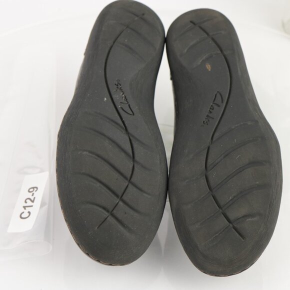 Clarks Womens Un Loop Loafer Shoe Size 9 Black Leather Flat Zip Climate Cooled - Picture 7 of 11